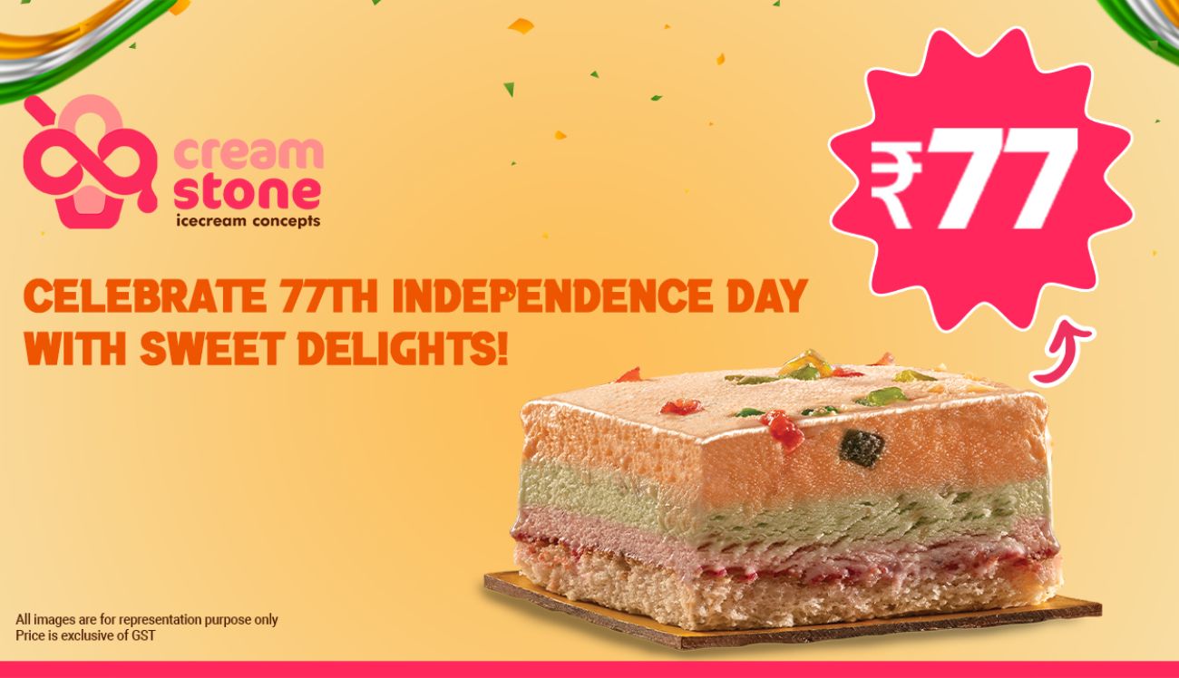 Independence Day bonanza: Popular ice cream franchise, Cream Stone announces exciting offer @ Rs 77, celebrating the 77th Independence Day 