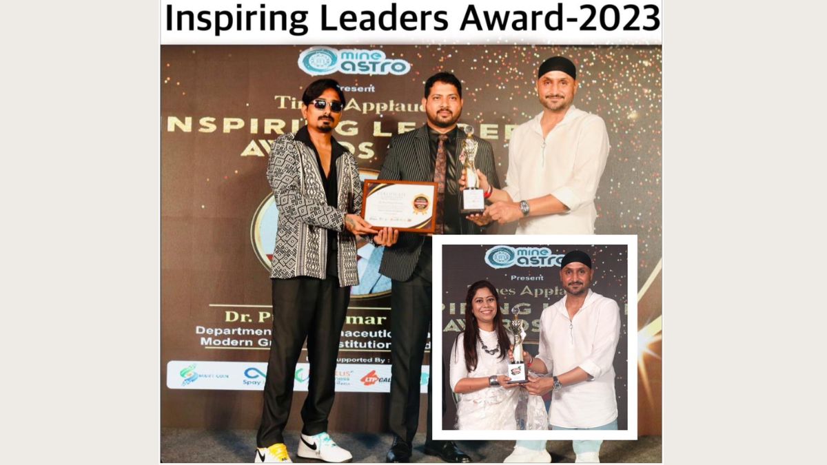 Inspiring Leaders Award-2023 to Dr. Punit Kumar Dwivedi and Dr. Neha Sharma Chowdhury of Modern Group of Institutions, Indore