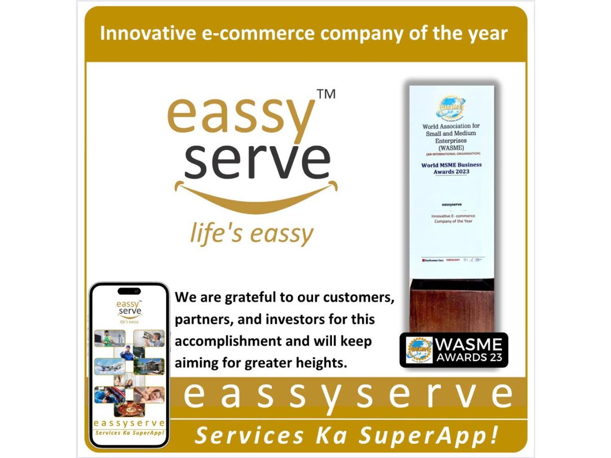 eassyserve awarded 'Innovative E-commerce Company of the Year' at World MSME Business Summit 2023