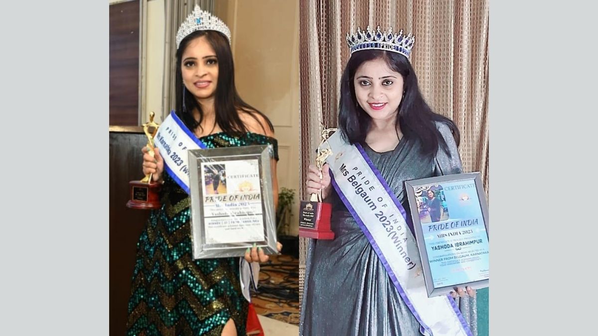 Yashoda Ibrahimpur Won  two renowned titles Mrs. Karnataka 2023 and Mrs. Belgaum 2023 in Pride Of India BEAUTY PEGENT 2023
