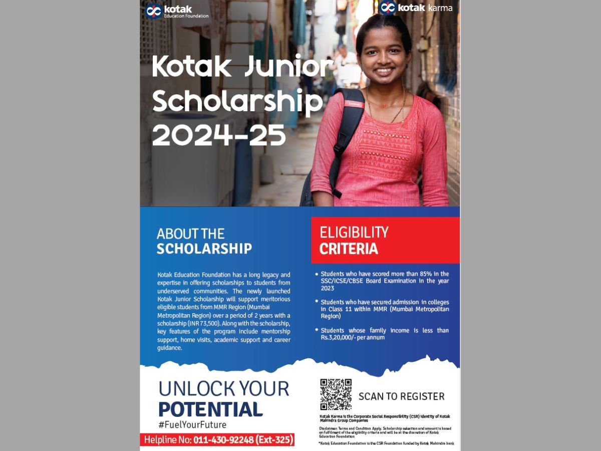 Kotak Education Foundation announces 1000 scholarships under Kotak Junior Scholarship Programme for 10th+ Students in Mumbai