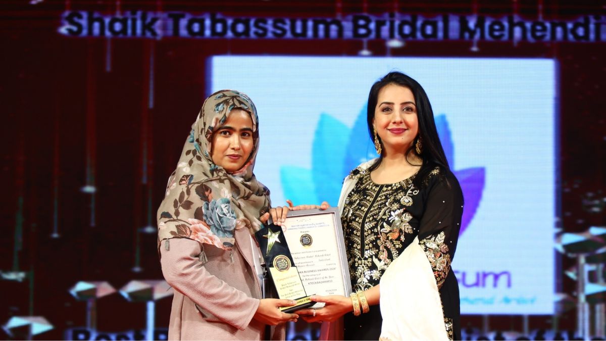 Shaik Tabassum Bridal Mehendi Artist Wins Best Bridal Mehendi Artist of the Year at Karnataka Business Awards 2024
