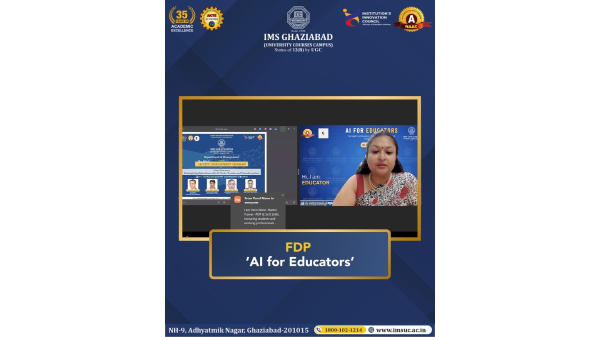 IMS Ghaziabad Concludes Impactful Week-Long FDP on AI for Educators PNN Digital